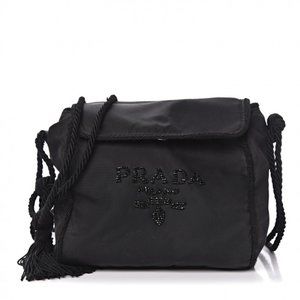 Prada Tessuto Nylon Beaded Bag Black